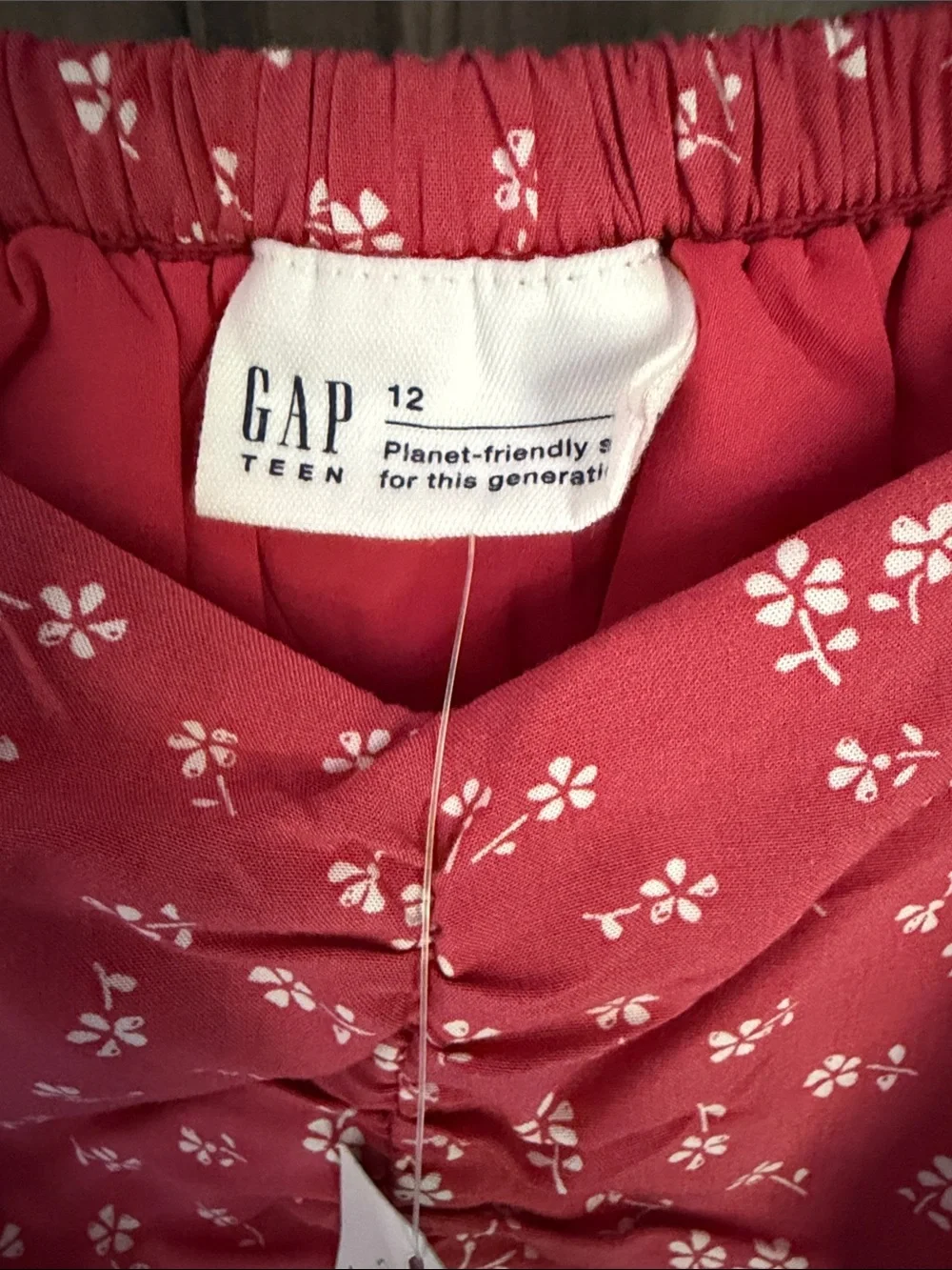 GAP Teen Coral Pink Floral Dress with White Print
